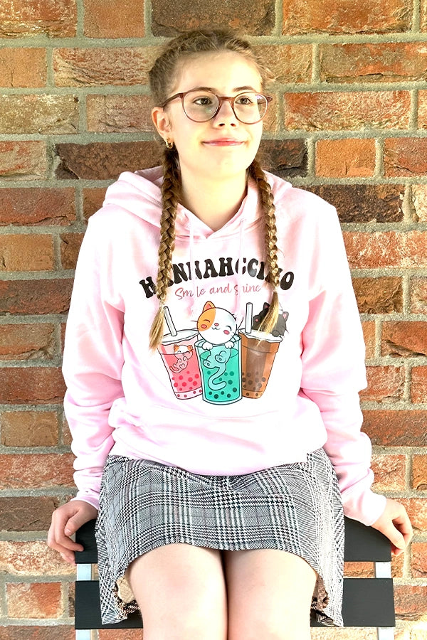 Hannahccino Cat Hoodie Pink