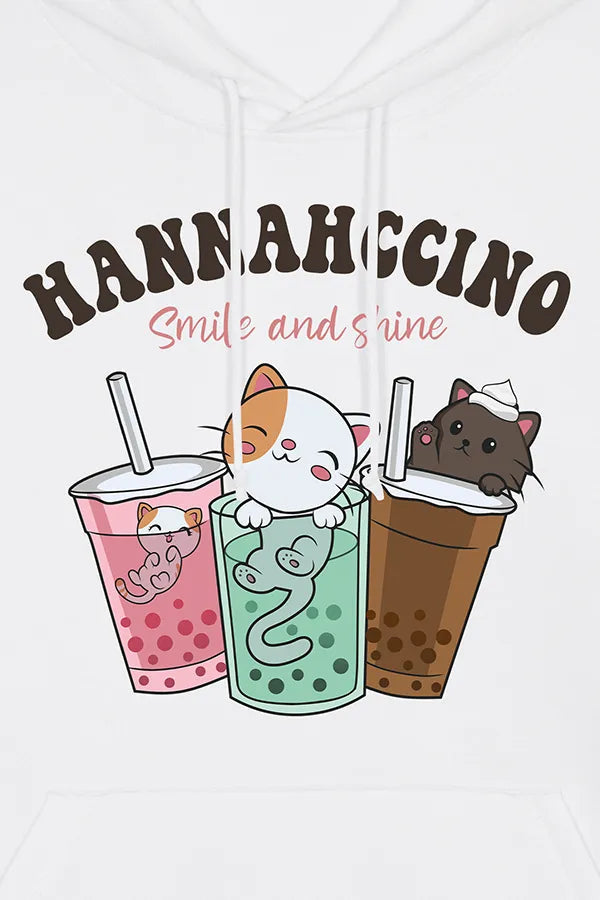 Hannahccino Cat Hoodie White