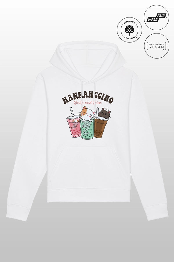 Hannahccino Cat Hoodie White