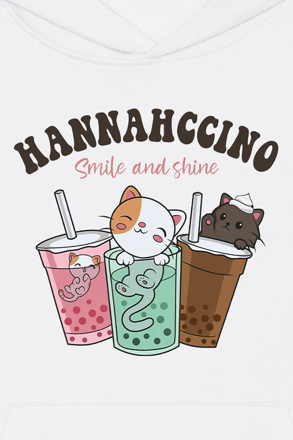 Hannahccino Cat Kids Hoodie White